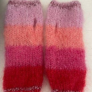 Rose Carmine Mohair fingerless gloves